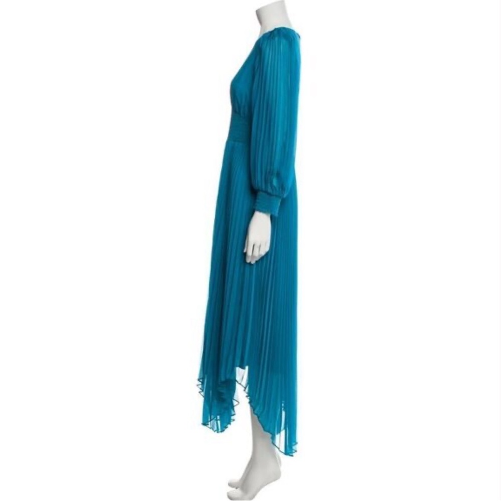 NWOT Alice + Olivia Blue Long Sleeve Pleated Dress - Picture 2 of 16